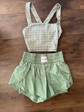 aerie Sage Green Layered Athletic Shorts